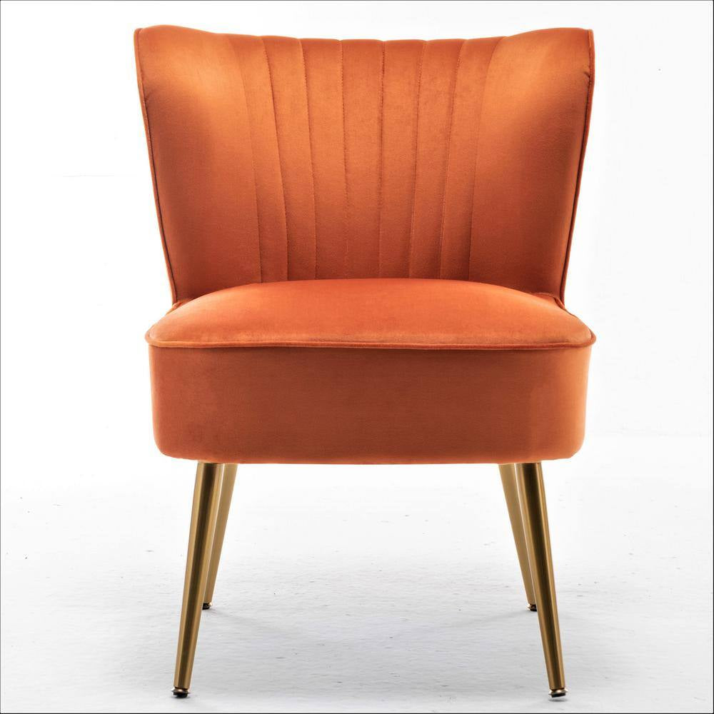 Sauter 23.2 In. Wide Mid-Century Modern Orange Red Microfiber Accent Chair (Set of 1)