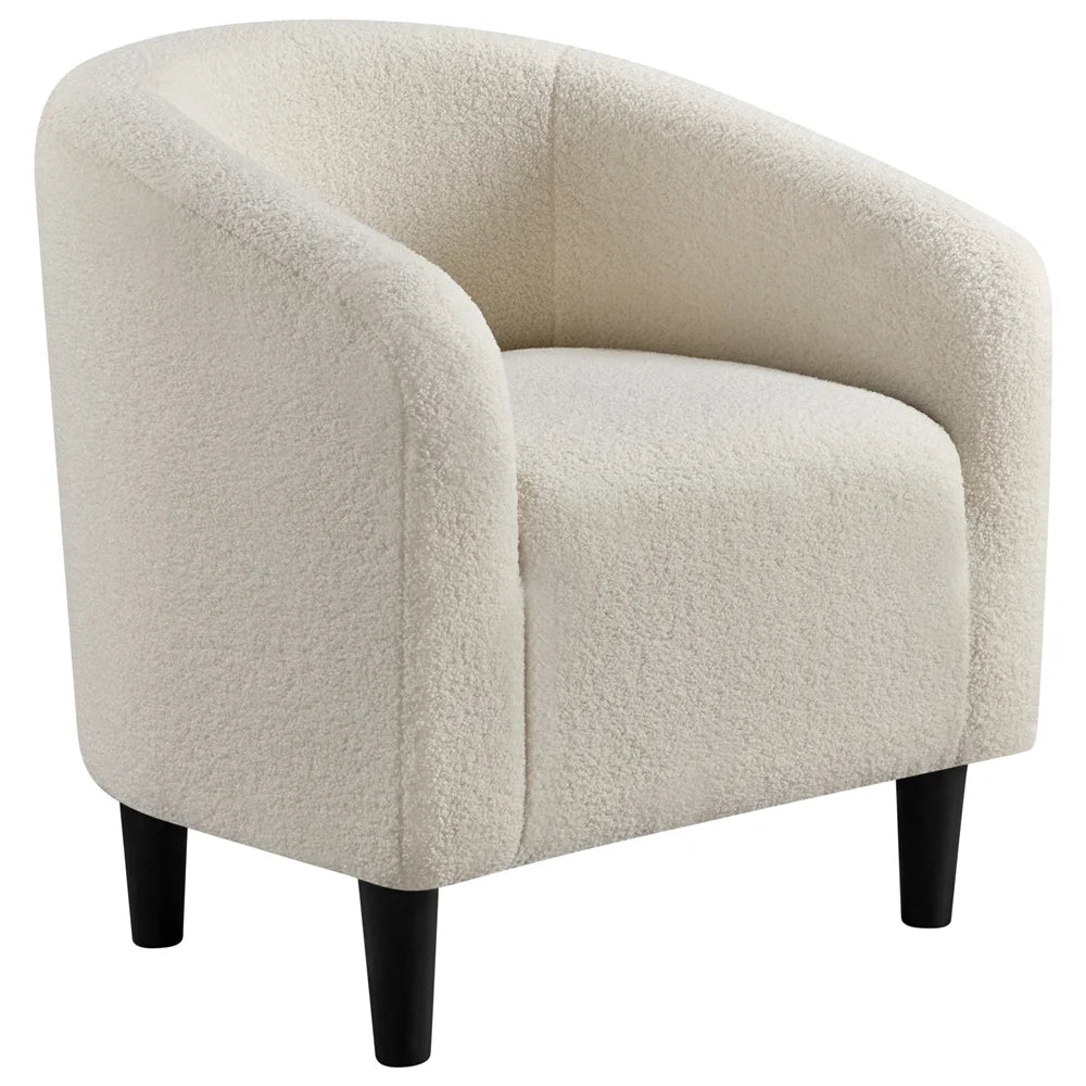 Modern Upholstered Boucle Armchair for Living Room, Ivory