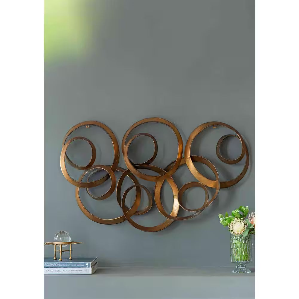 Anky Iron 21.8 In. X 38.4 In. Gold Wall Architectural Decor Seretha Gold Leaf Wall Decor