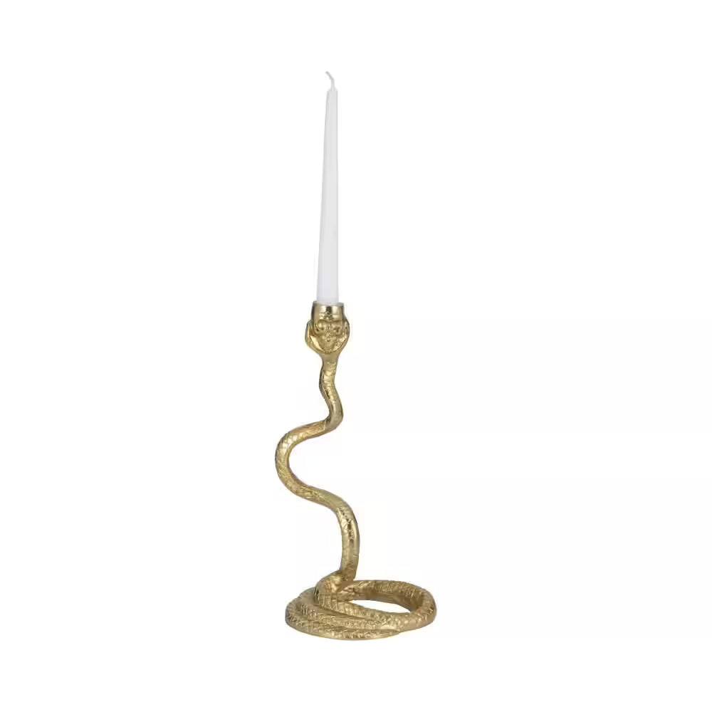 13 In. Gold Metal Novelty Snake Taper Candle Holder