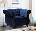 Chester 40.55 In. Wide Rolled Arm Velvet Modern Straight Living Room Chair, Dark Blue