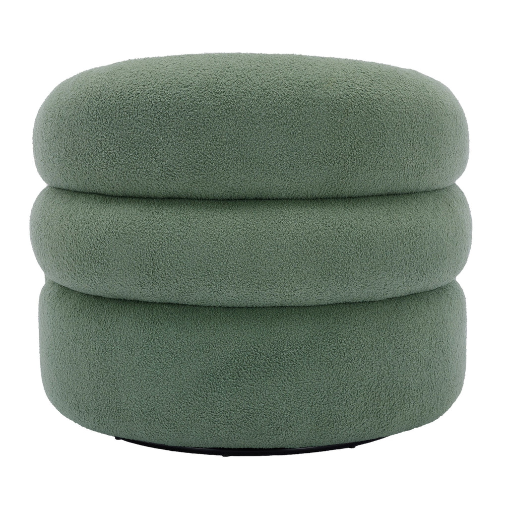 360° Swivel Accent Chair for Living Room, Boucle Barrel Armchair Single Sofa Chair Reading Chair, Sage Green