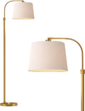 62' Gold Floor Lamp, Industrial Arc Standing Light, Antique Brass Shade for Living Room, Bedroom, Office