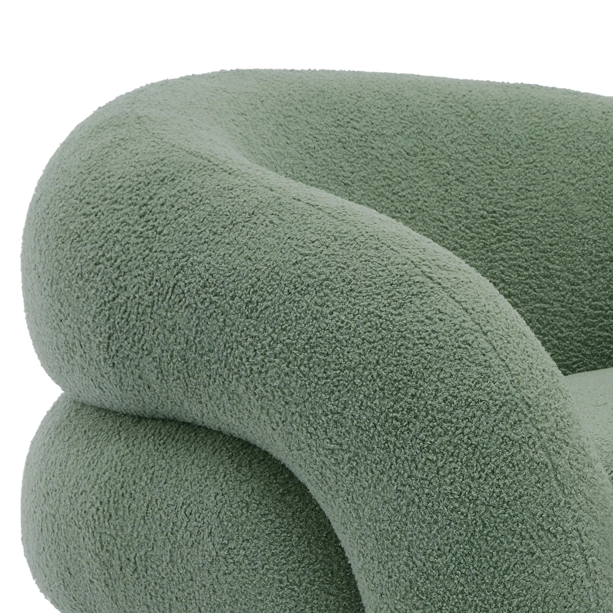 360° Swivel Accent Chair for Living Room, Boucle Barrel Armchair Single Sofa Chair Reading Chair, Sage Green