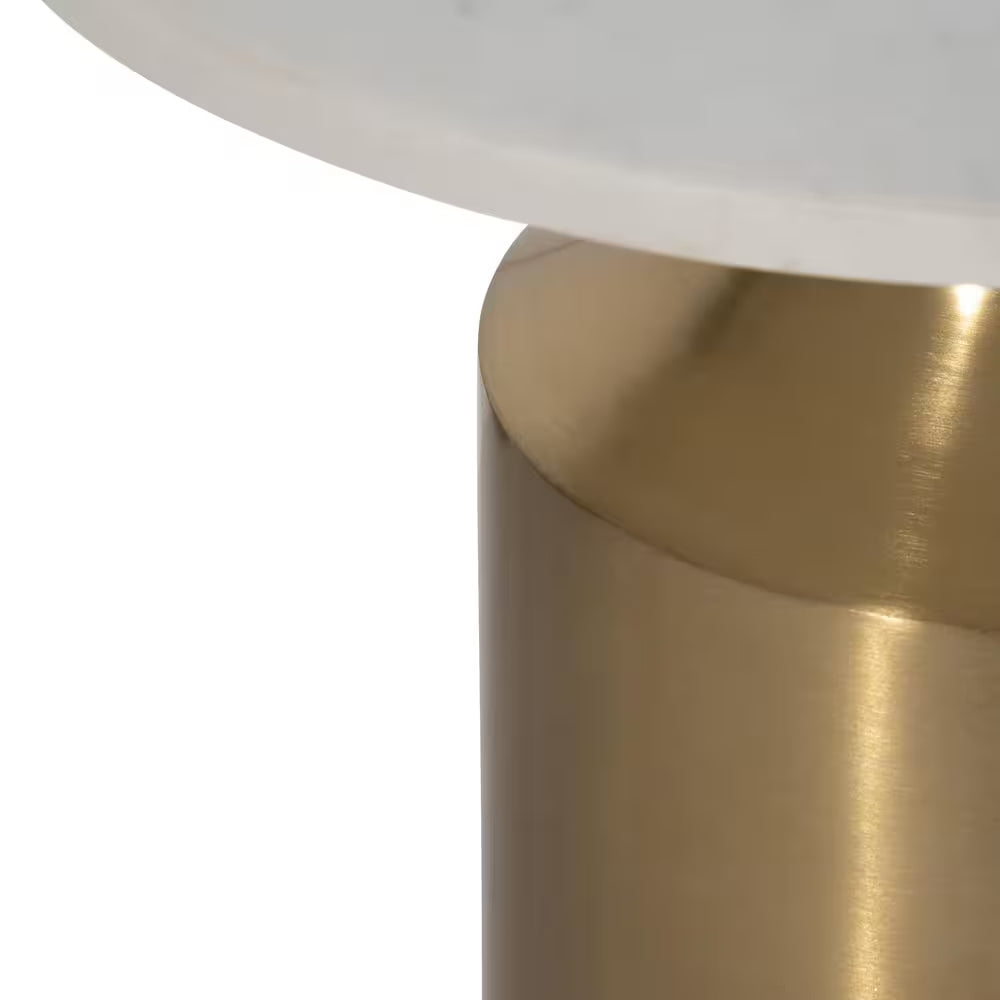 17 In. Gold Circle Marble Accent Table