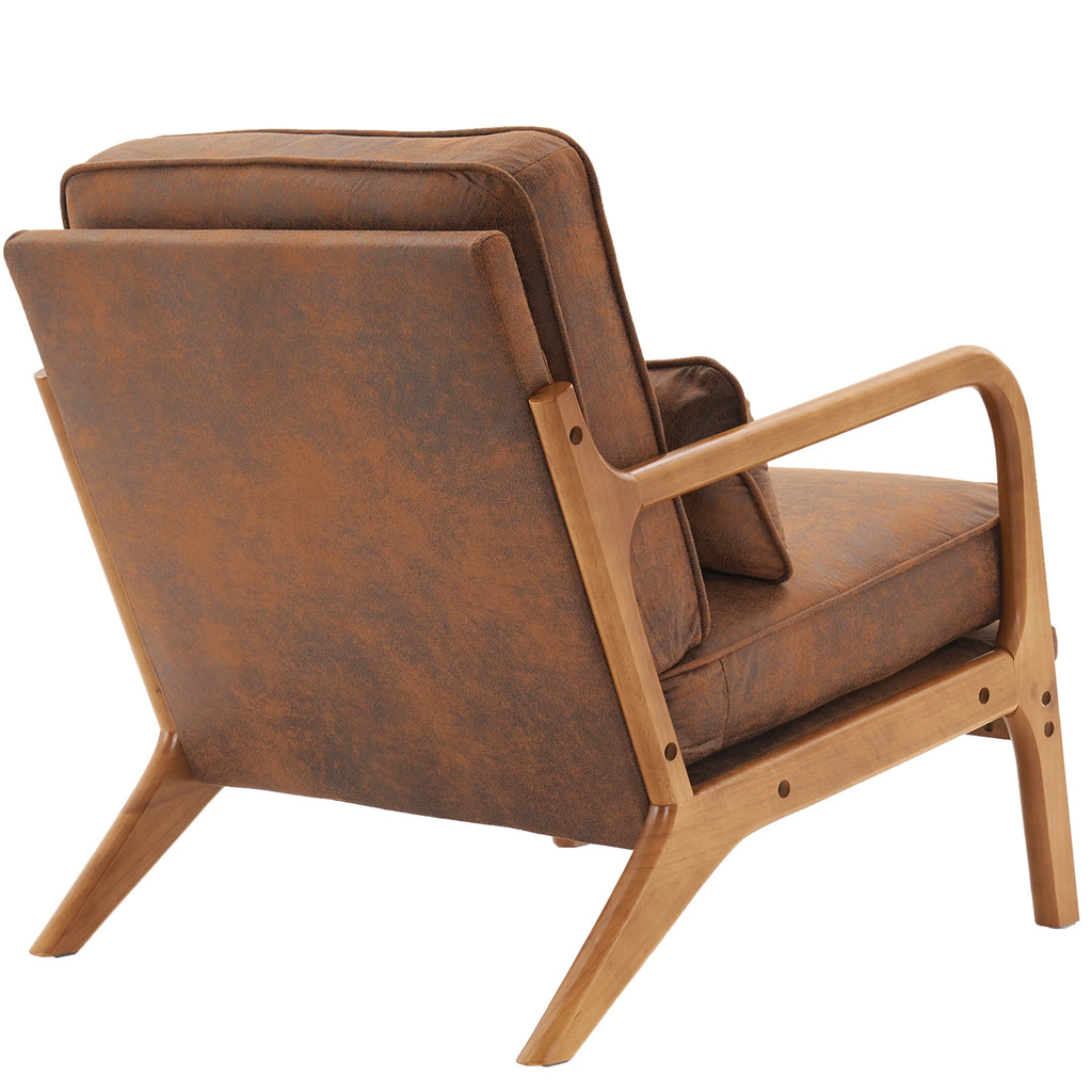 Modern Accent Chair, Armrest Upholstered Single Lounge Chair, Leisure Chair Reception Chair for Living Room, Bedroom, Reading Room, Brown