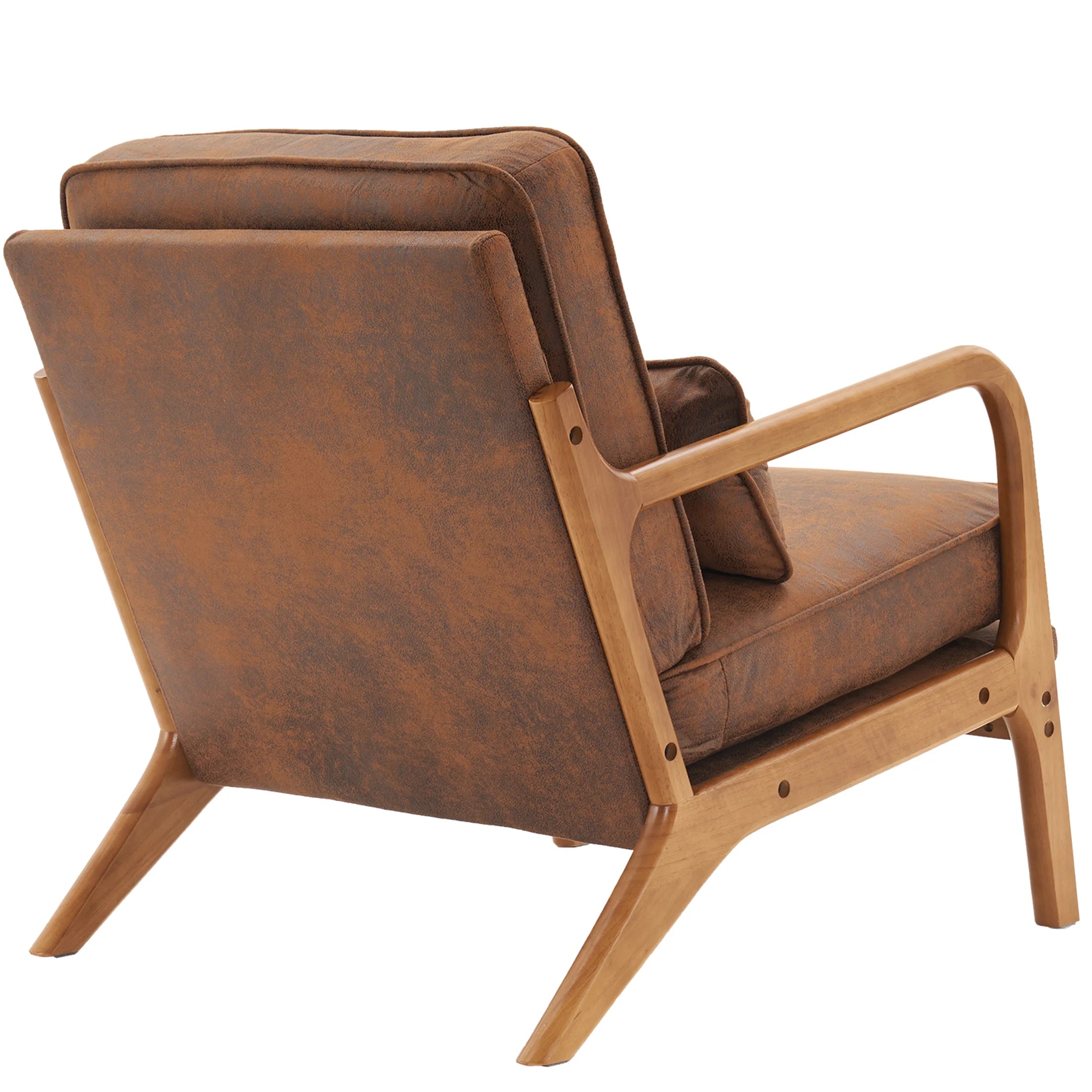 Modern Accent Chair, Armrest Upholstered Single Lounge Chair, Leisure Chair Reception Chair for Living Room, Bedroom, Reading Room, Brown