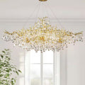 14-Lights Gold Luxury Crystal Linear Chandelier, Modern Tree Branch Chandelier for Dinning Room, Kitchen, Living Room