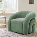 360° Swivel Accent Chair for Living Room, Boucle Barrel Armchair Single Sofa Chair Reading Chair, Sage Green